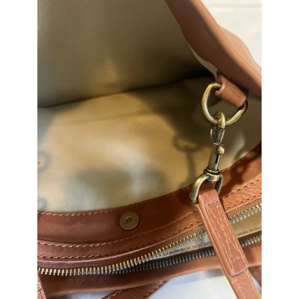 AMERICAN LEATHER CO. Lenox Leather Satchel brandy smooth leather